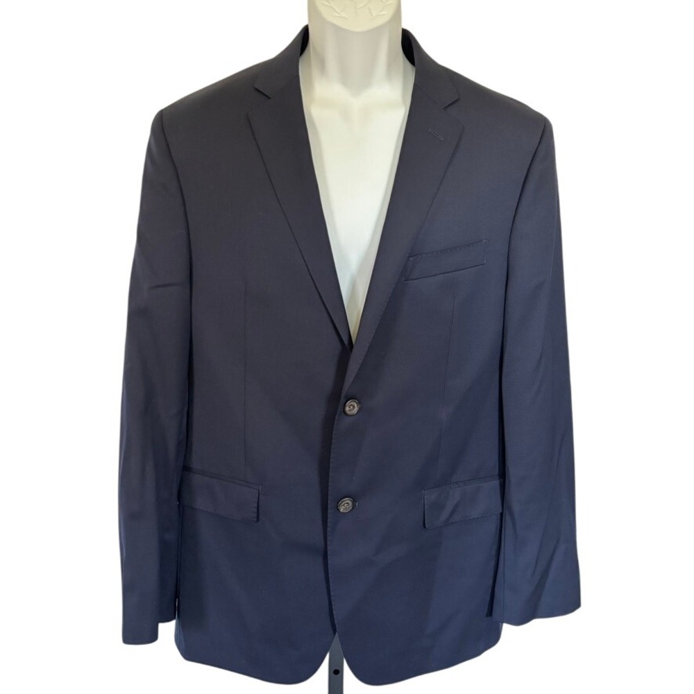 Lauren Ralph Lauren Slim Fit Blazer Sport Coat Jacket‎ 41R 100% Wool Navy Blue